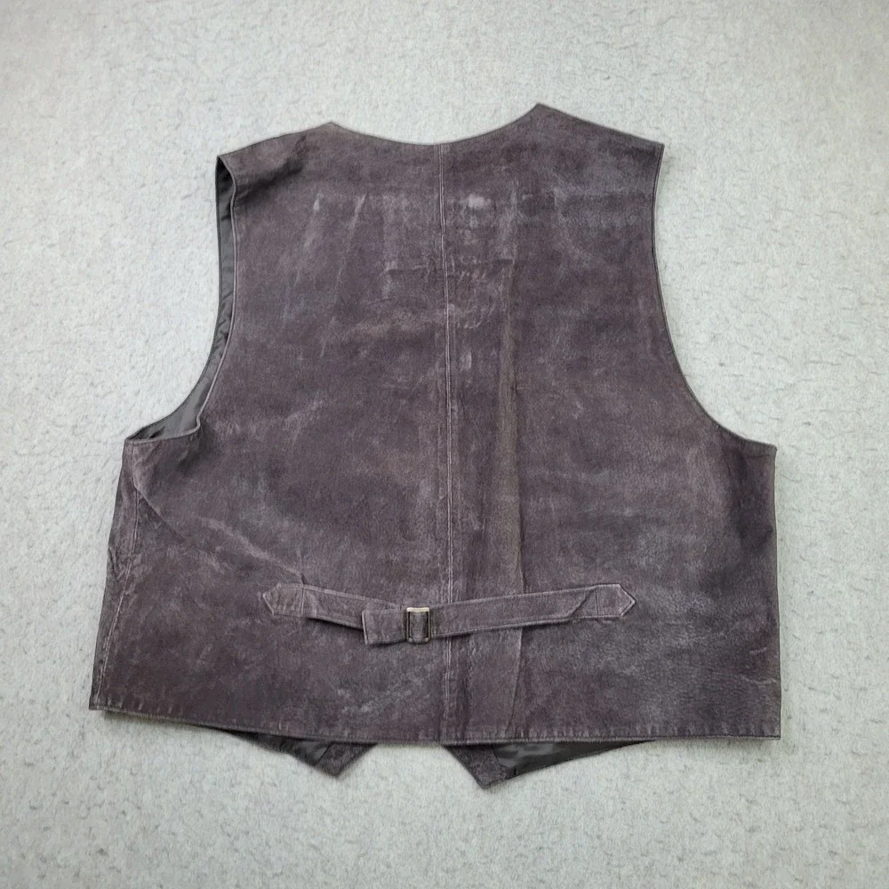 Vintage River Trader Vest Mens XL Brown Suede Leather Western Rancher‎ Cowboy